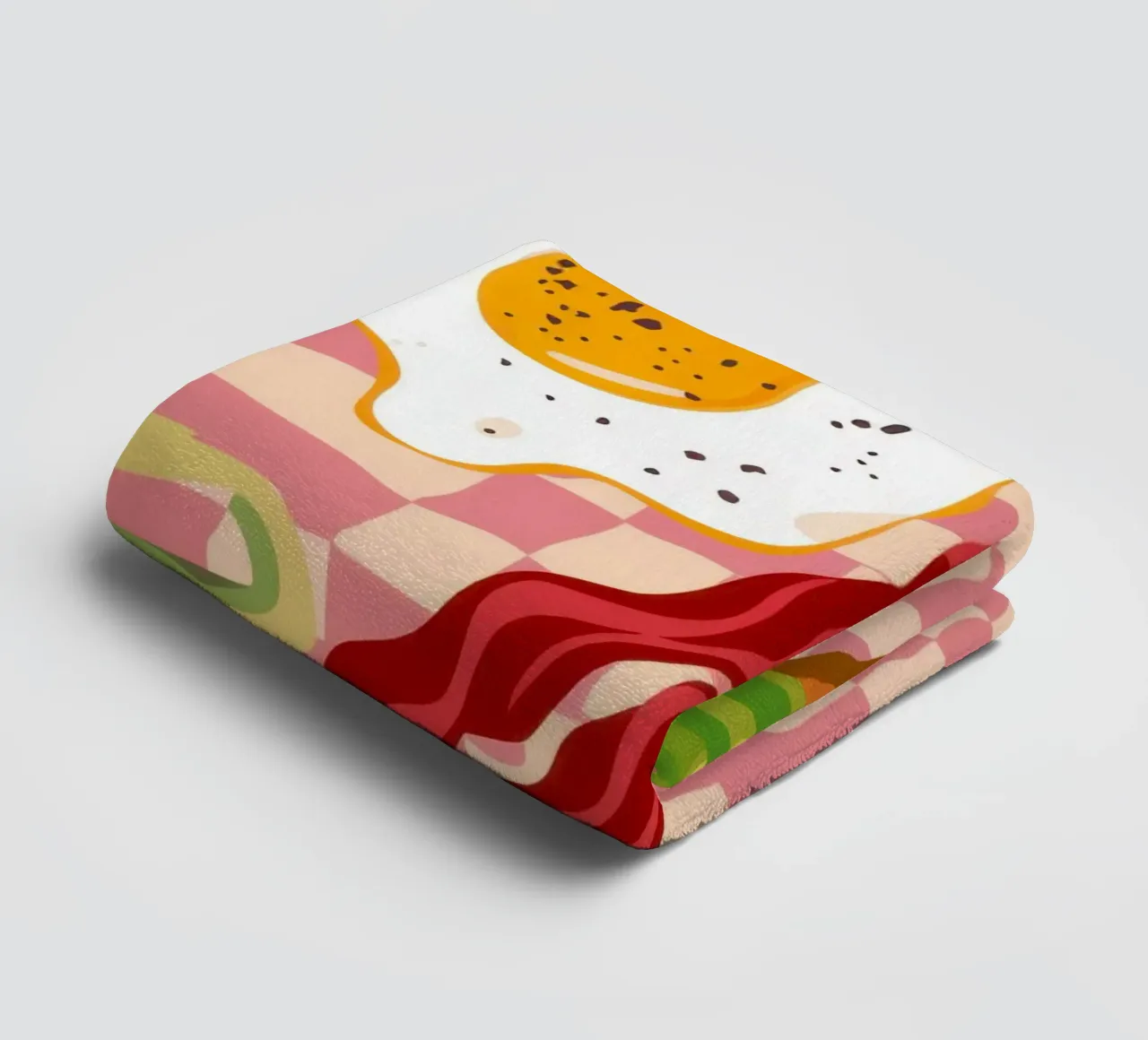 Checkered Bacon and Eggs towel by Lyra Glaze