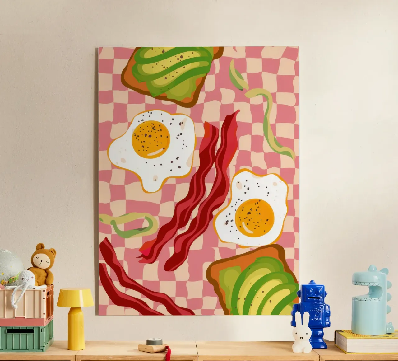 Uova e pancetta a scacchi plexiglass da Lyra Glaze