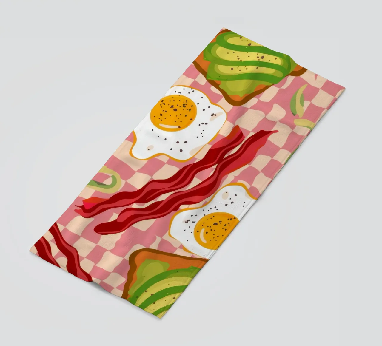 Uova e pancetta a scacchi telo mare da Lyra Glaze