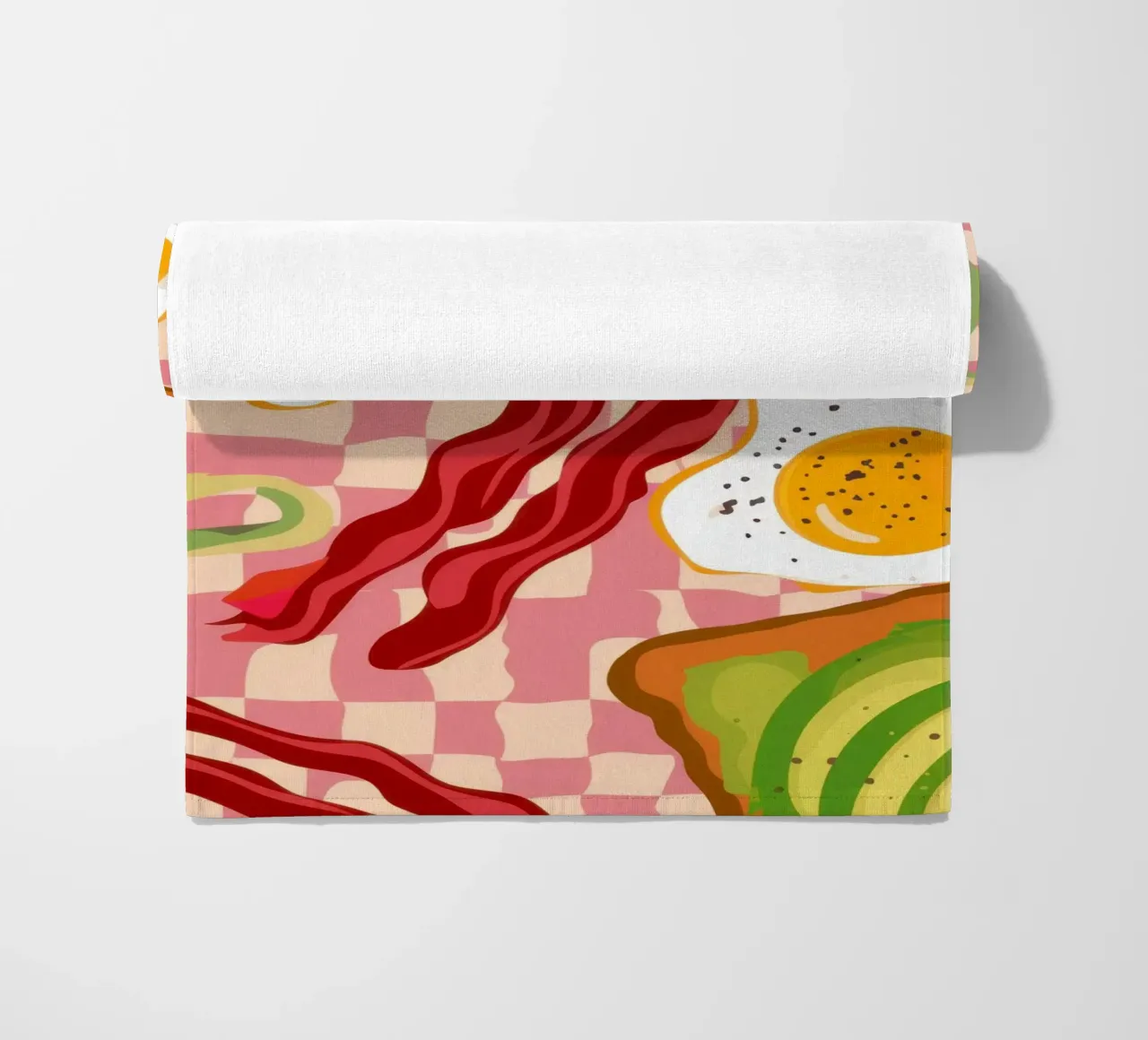 Uova e pancetta a scacchi telo mare da Lyra Glaze