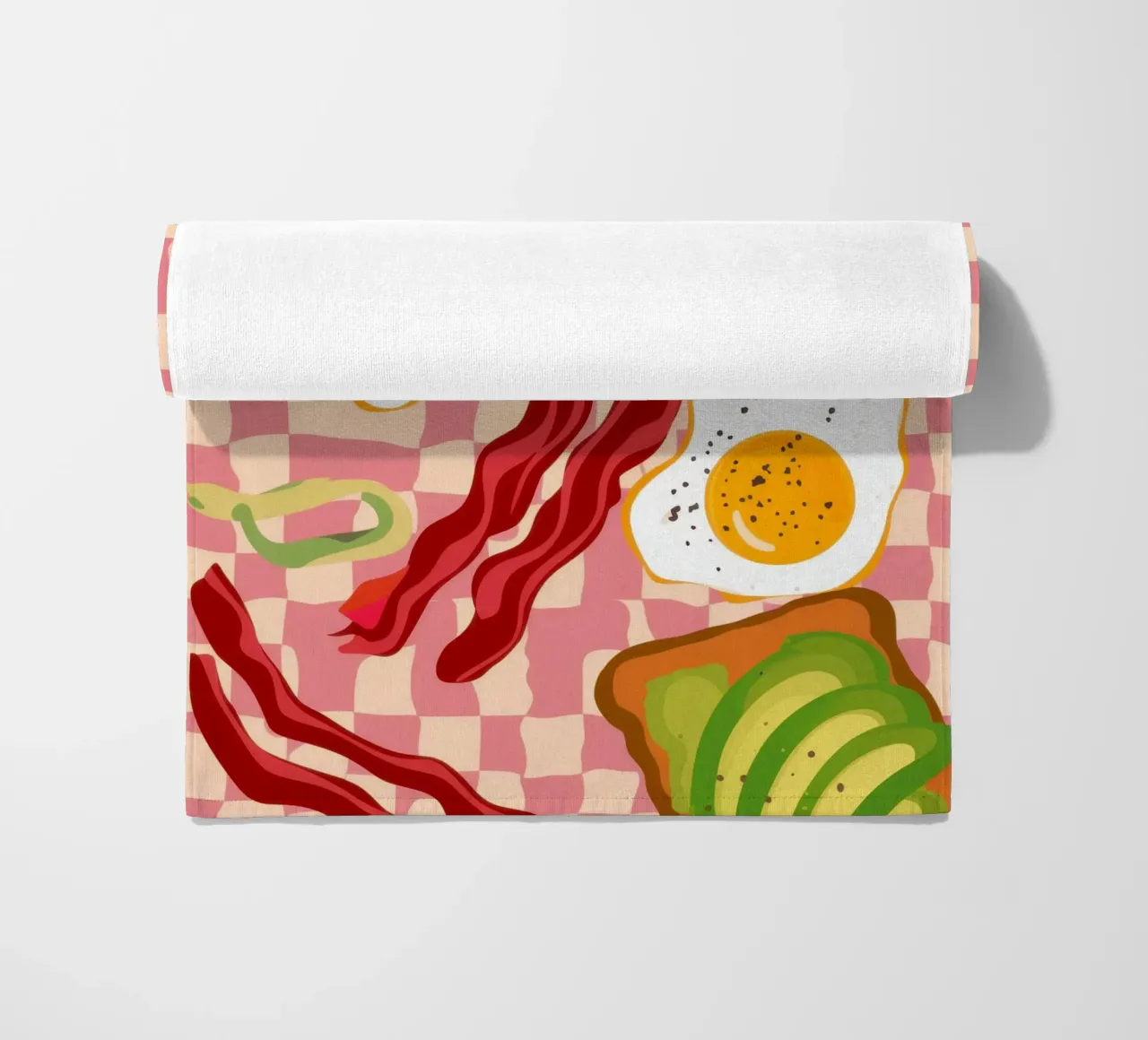 Uova e pancetta a scacchi telo mare da Lyra Glaze
