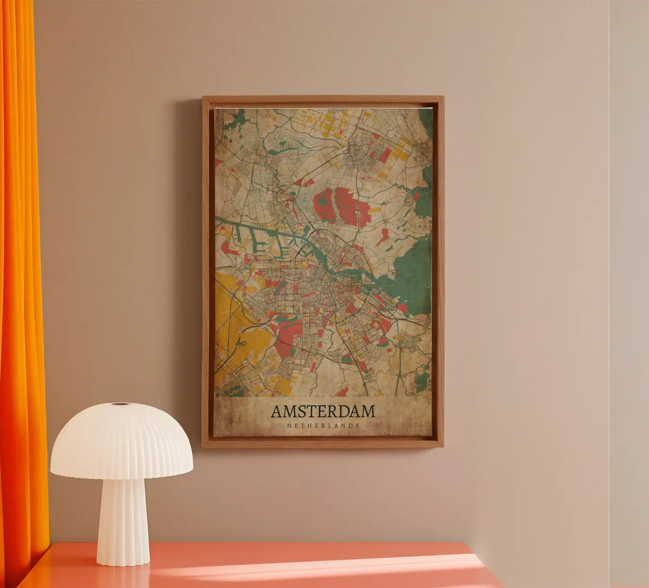 Stedelijk ontwerp: Amsterdam stadsplattegrond poster canvas met Baklijst van CityMapPoster