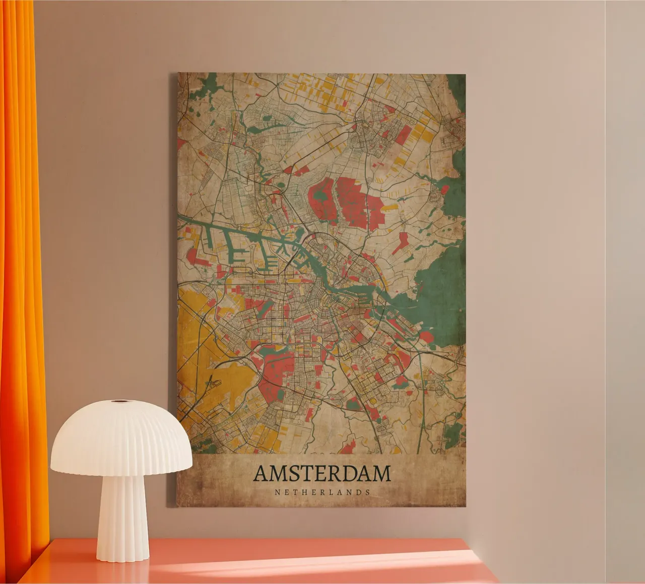 Stedelijk ontwerp: Amsterdam stadsplattegrond poster canvas met Baklijst van CityMapPoster