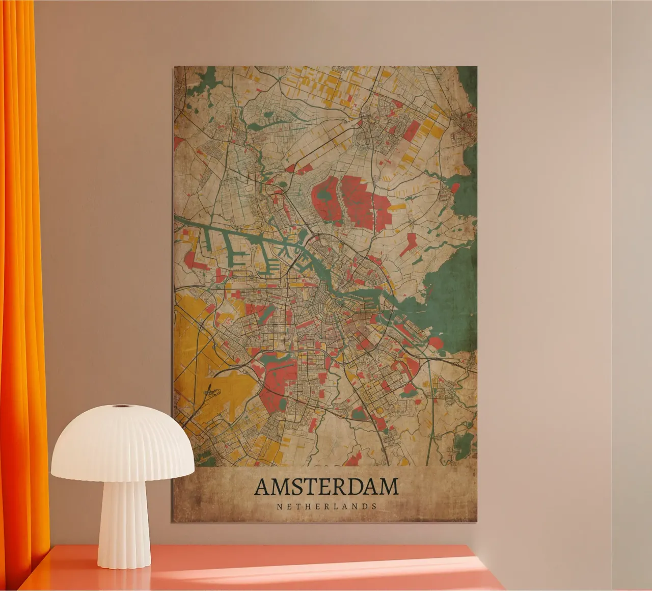 Stedelijk ontwerp: Amsterdam stadsplattegrond poster poster met kunststof frame van CityMapPoster