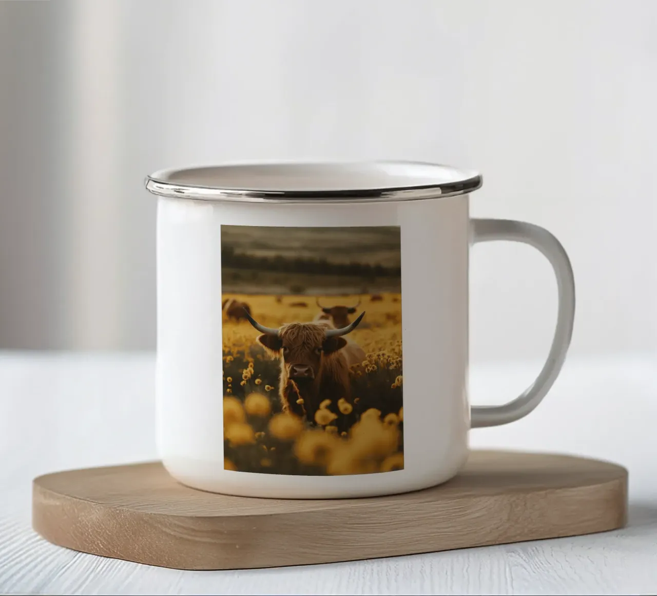 Highland Cow No 2 tazza in smalto da treechild