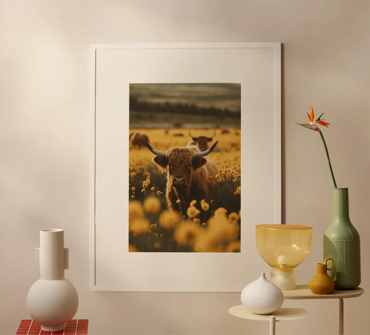 Highland Cow No 2 poster con telaio in plastica da treechild
