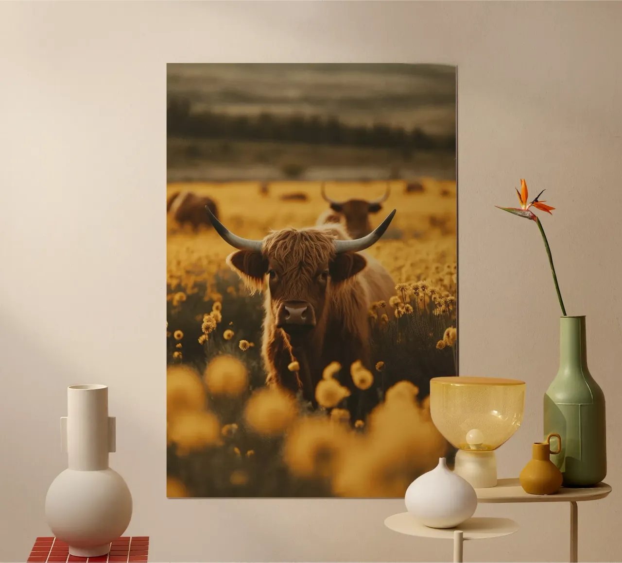 Highland Cow No 2 poster con telaio in plastica da treechild