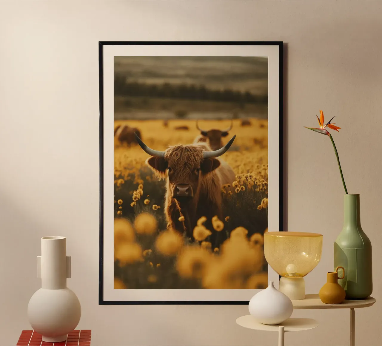 Highland Cow No 2 poster con telaio in plastica da treechild