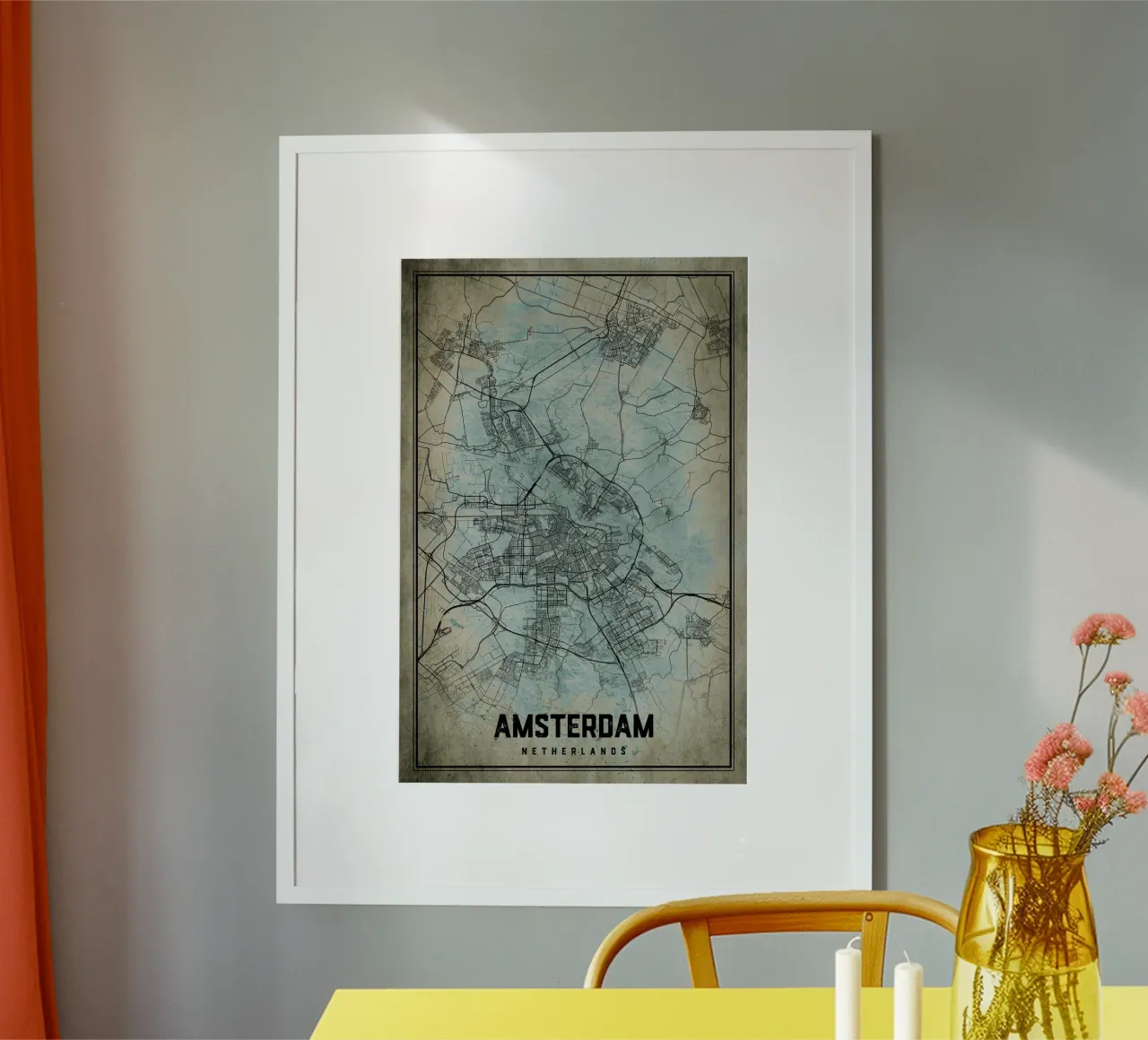Stadsgezicht Amsterdam - Poster in modern ontwerp poster van CityMapPoster