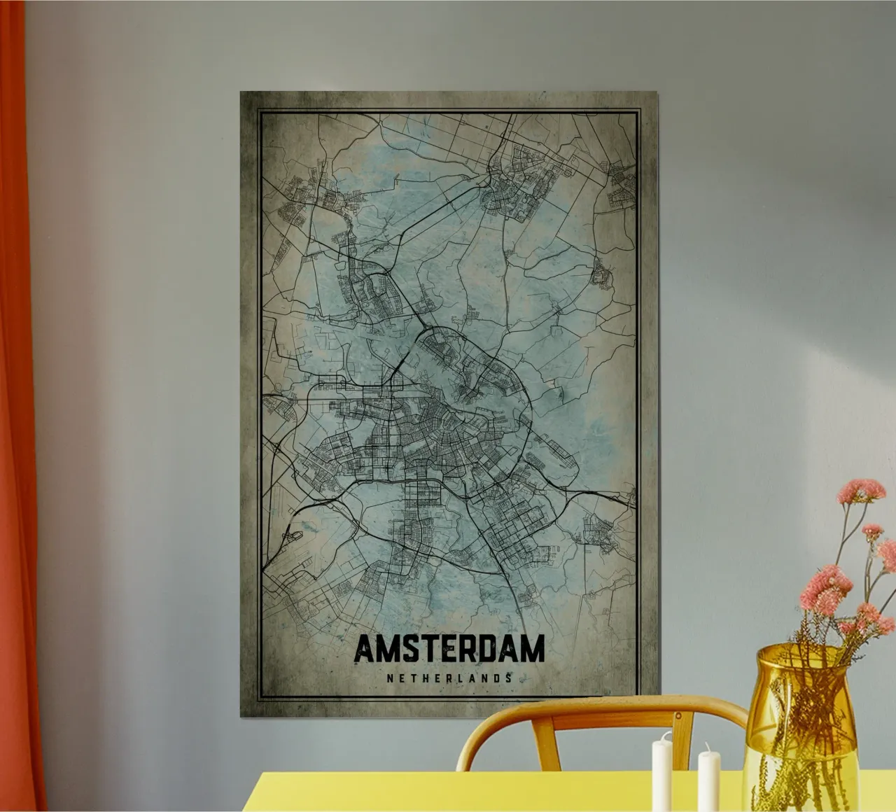 Stadsgezicht Amsterdam - Poster in modern ontwerp poster van CityMapPoster