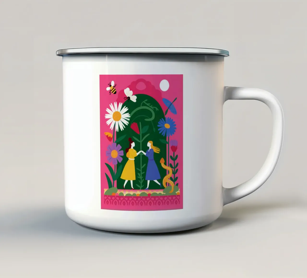 Coppia nell'arco di Daisy tazza in smalto da Lyra Glaze