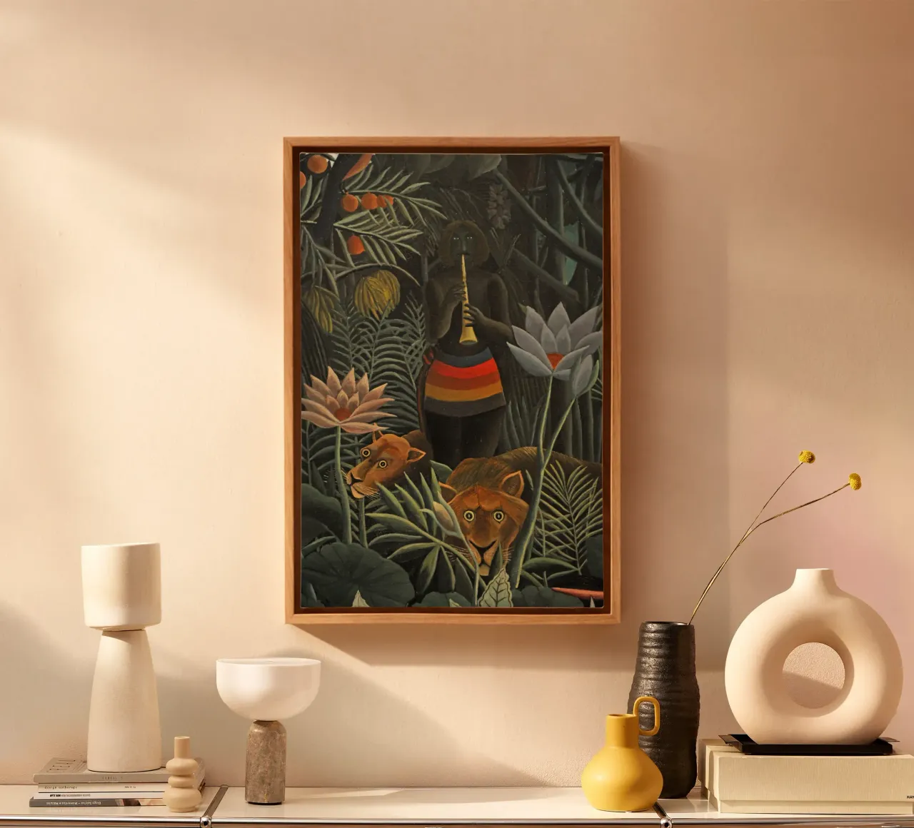 Henri Rousseau - Tigre e domatore nella foresta tela con Cornice a cassetta da Günstiger Laden