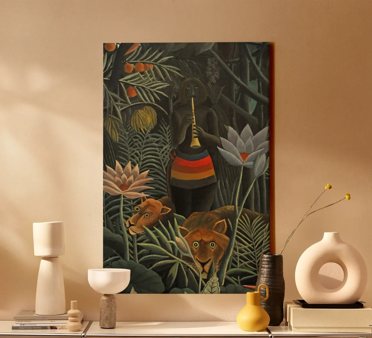 Henri Rousseau - Tigre e domatore nella foresta tela con Cornice a cassetta da Günstiger Laden