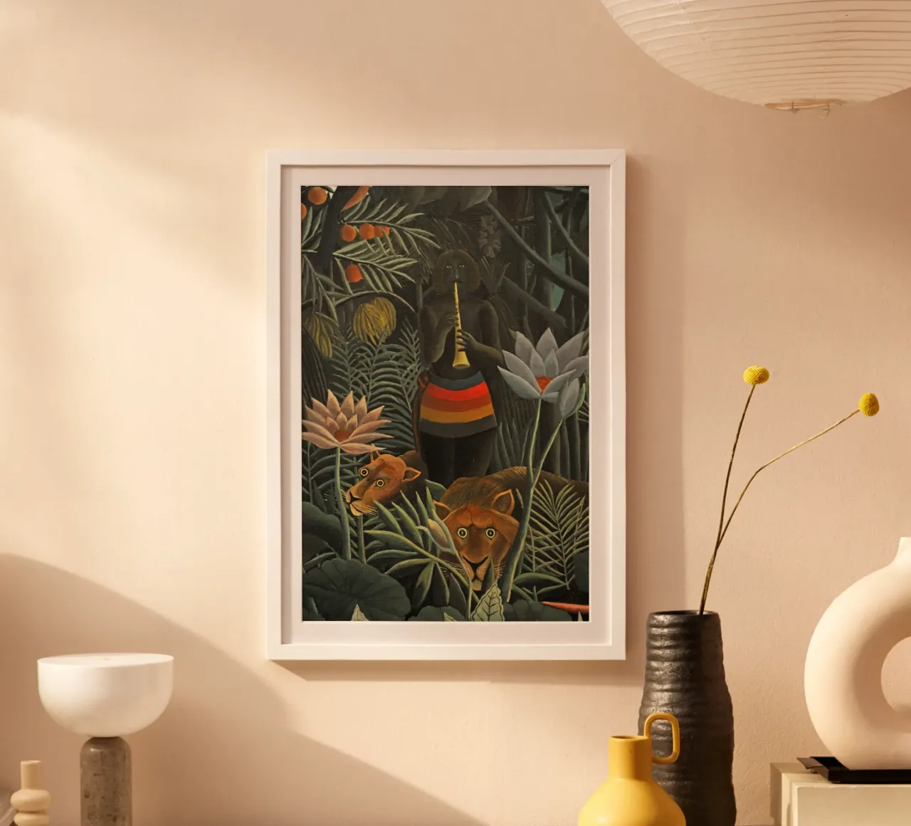 Henri Rousseau - Tiger and Tamer in the Forest poster with wooden frame by Günstiger Laden