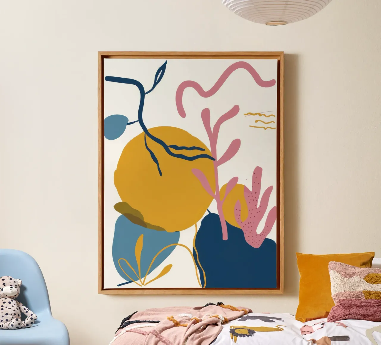 Abstract Leaf Play canvas with Floater frame by Lyra Glaze