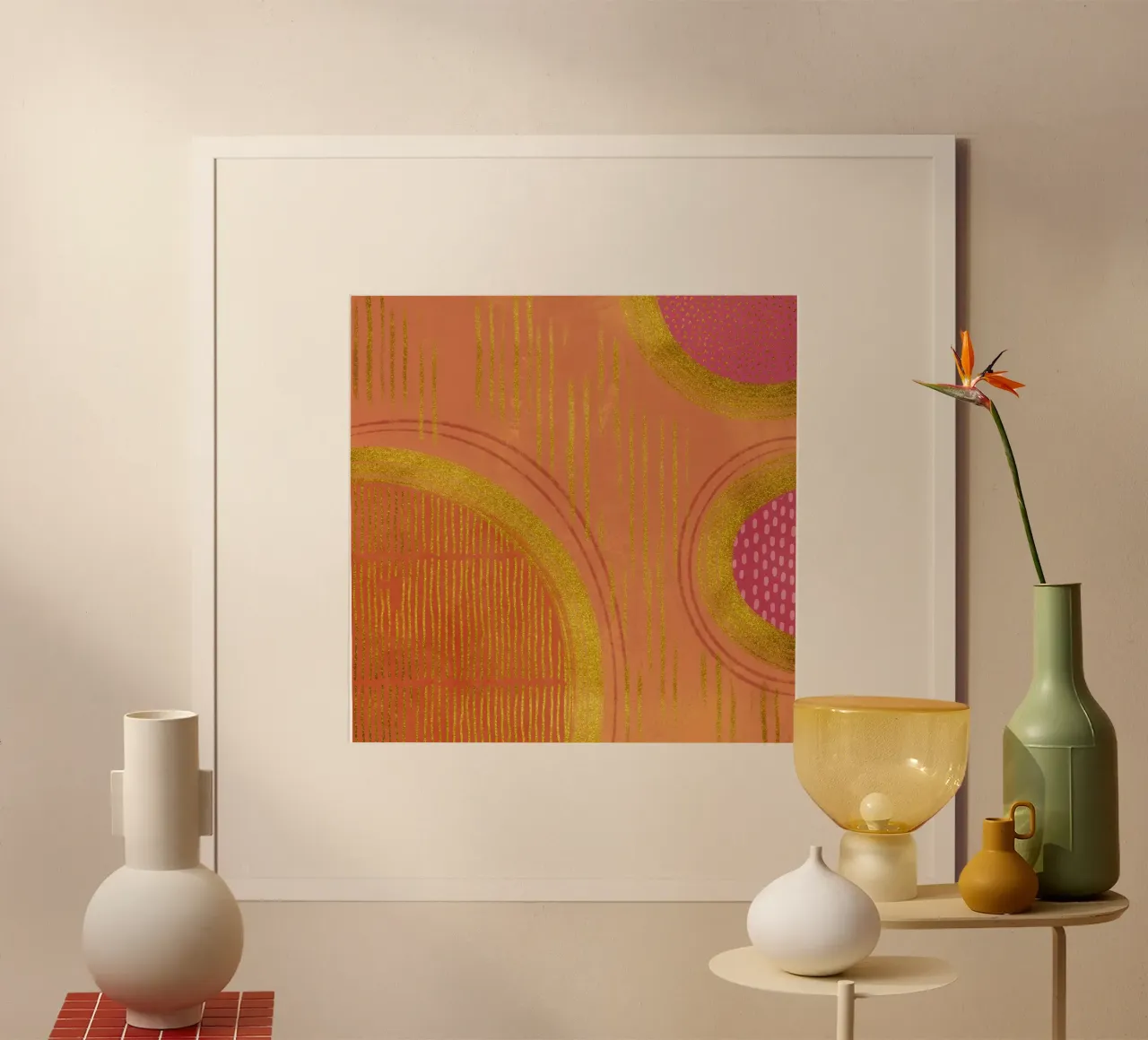 Flusso d'oro Calda tecnica mista astratta poster con telaio in alluminio da Andrea Haase Modern Home