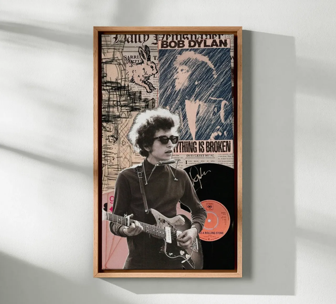 Bob Dylan dal vivo e unplugged tela con Cornice a cassetta da xerico