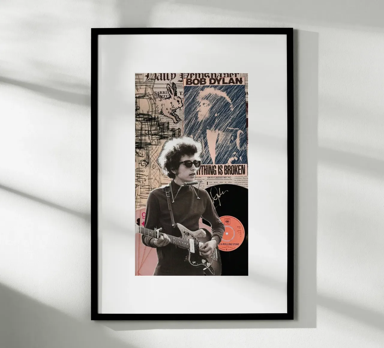 Bob Dylan dal vivo e unplugged poster con telaio in legno da xerico