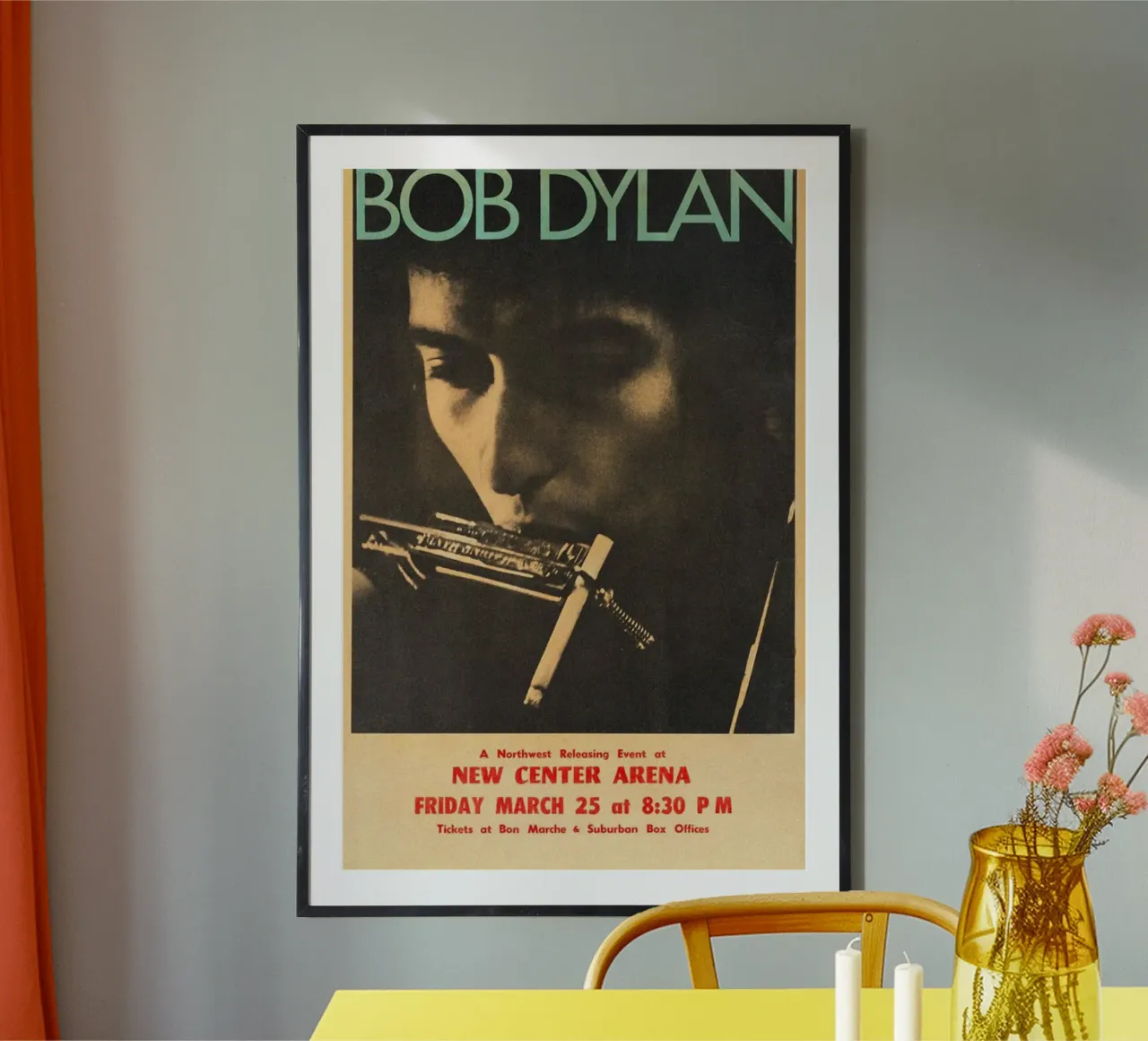 Le sessioni di Bob Dylan poster con telaio in alluminio da xerico