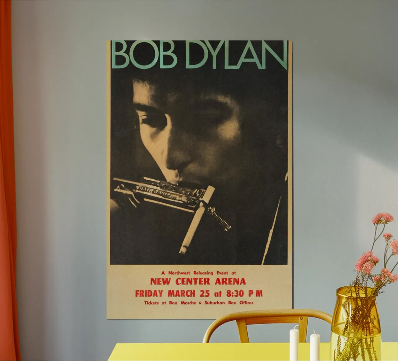 Le sessioni di Bob Dylan poster con telaio in alluminio da xerico