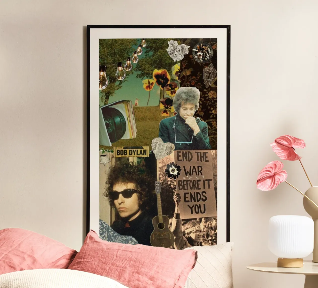 Canzoni di Bob Dylan dal vivo poster con telaio in alluminio da xerico