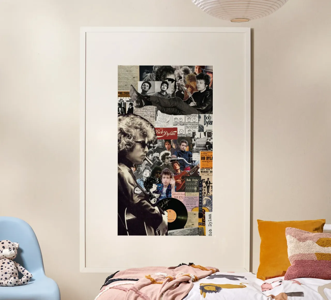 Bob Dylan sul palco poster con telaio in legno da xerico