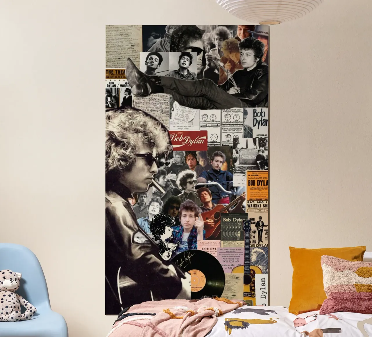 Bob Dylan sul palco poster con telaio in legno da xerico