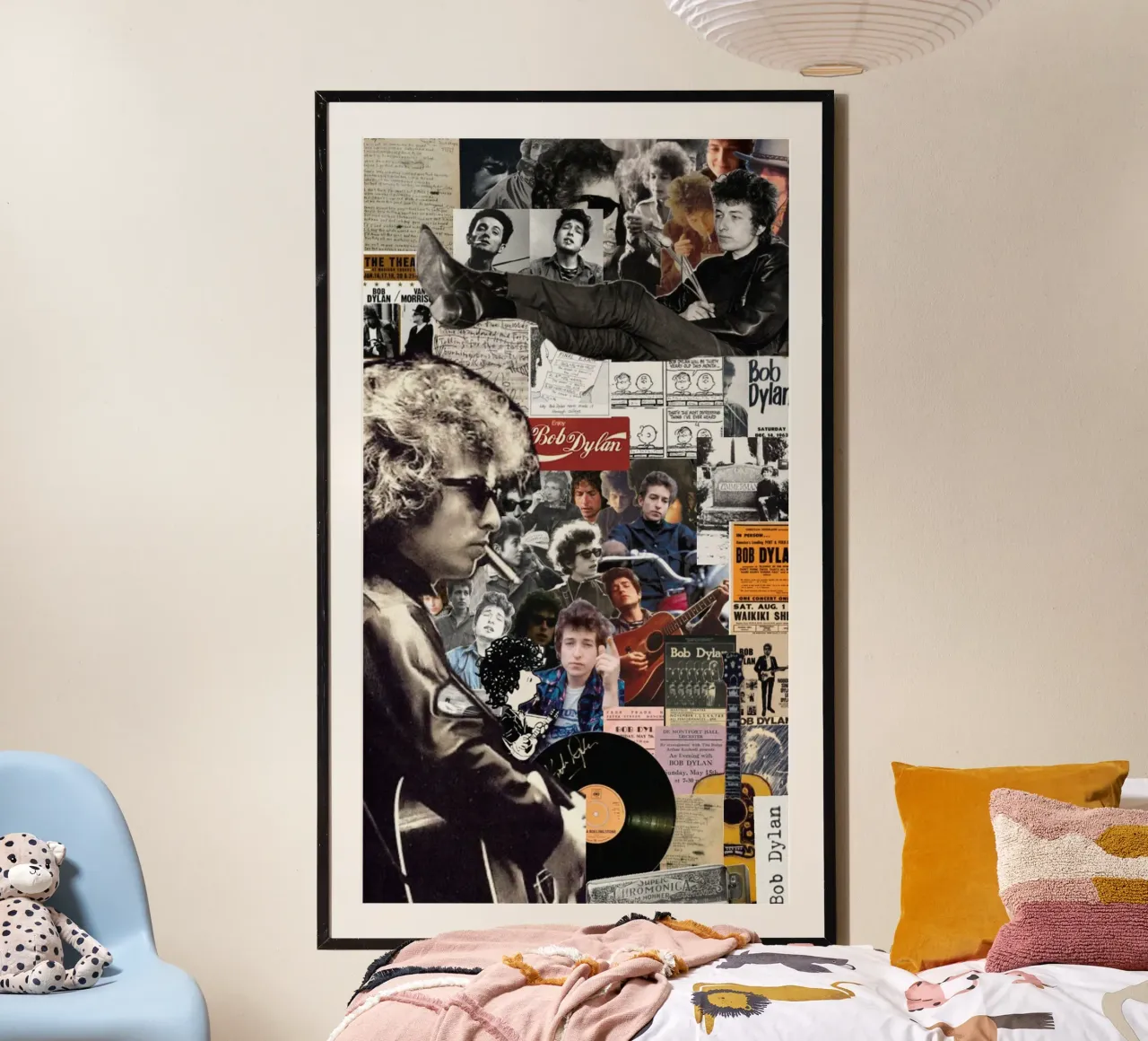 Bob Dylan sul palco poster con telaio in legno da xerico