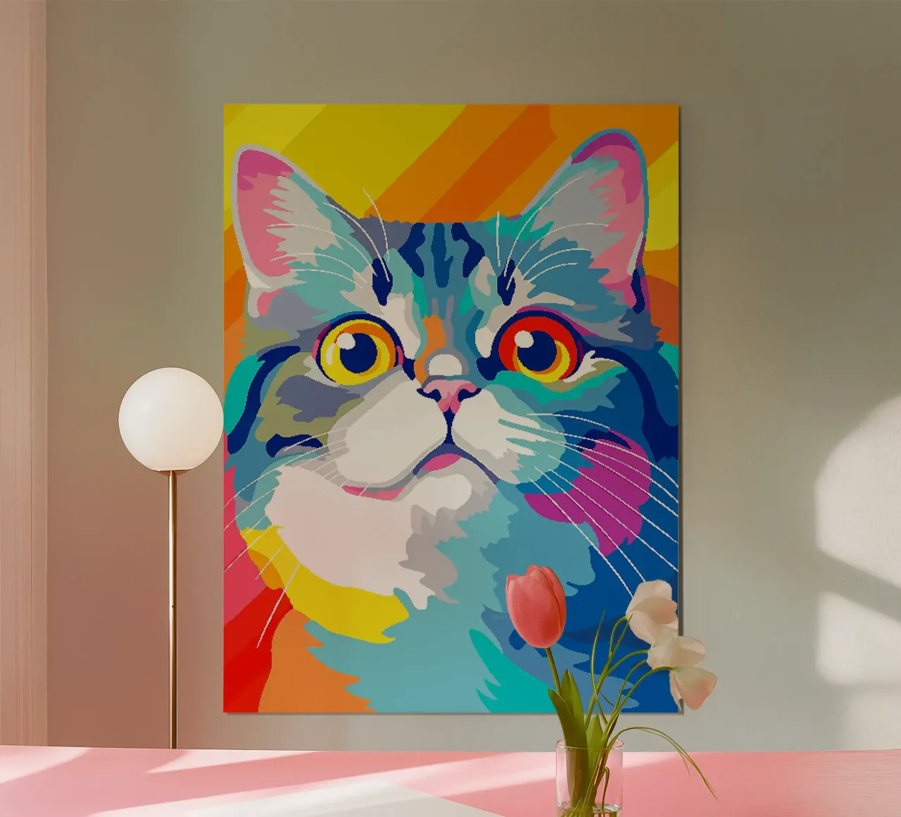 occhi di gatto baffi pelliccia orecchie poster con telaio in legno da Lukas Hoffmann
