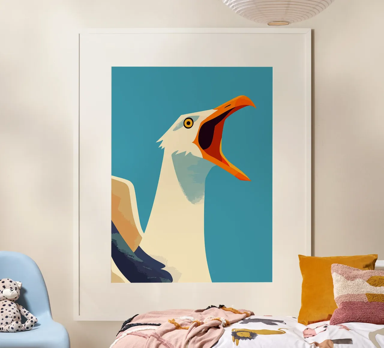 uccello becco piume testa ala occhio poster con telaio in alluminio da Lukas Hoffmann