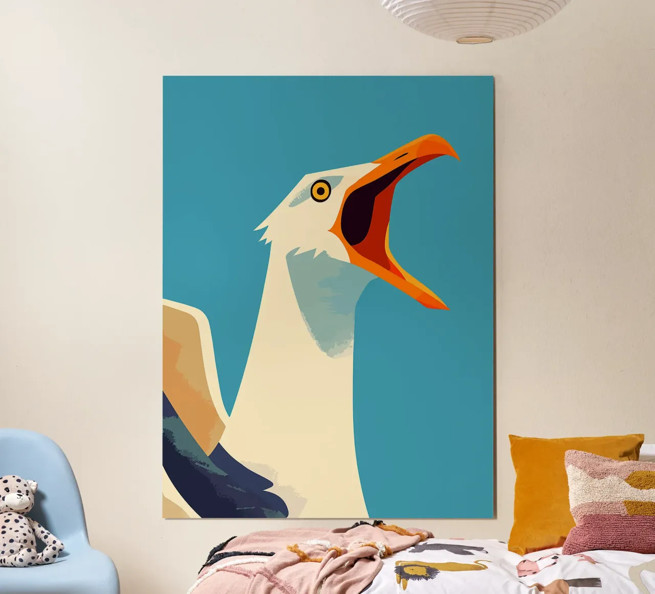 uccello becco piume testa ala occhio poster con telaio in alluminio da Lukas Hoffmann