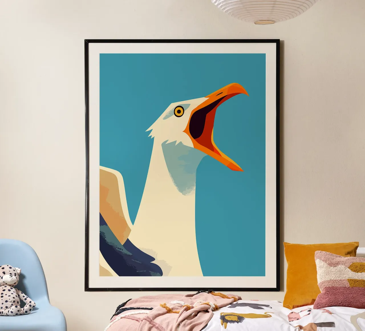 uccello becco piume testa ala occhio poster con telaio in alluminio da Lukas Hoffmann