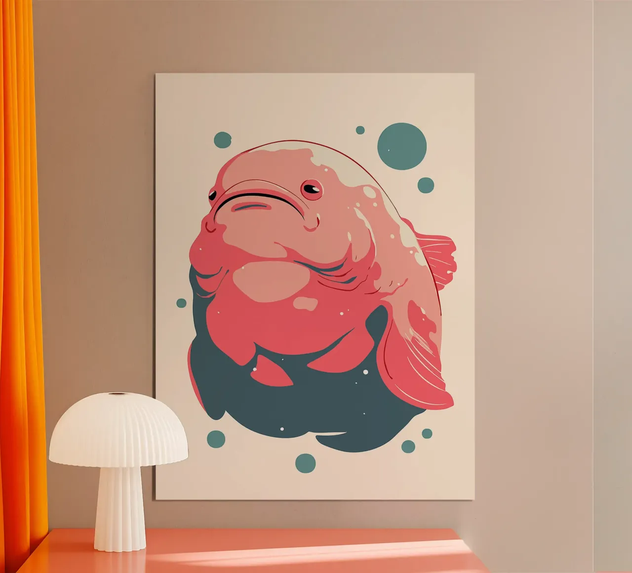 peces acuáticos marinos burbujas blobs poster con marco de madera de Lukas Hoffmann