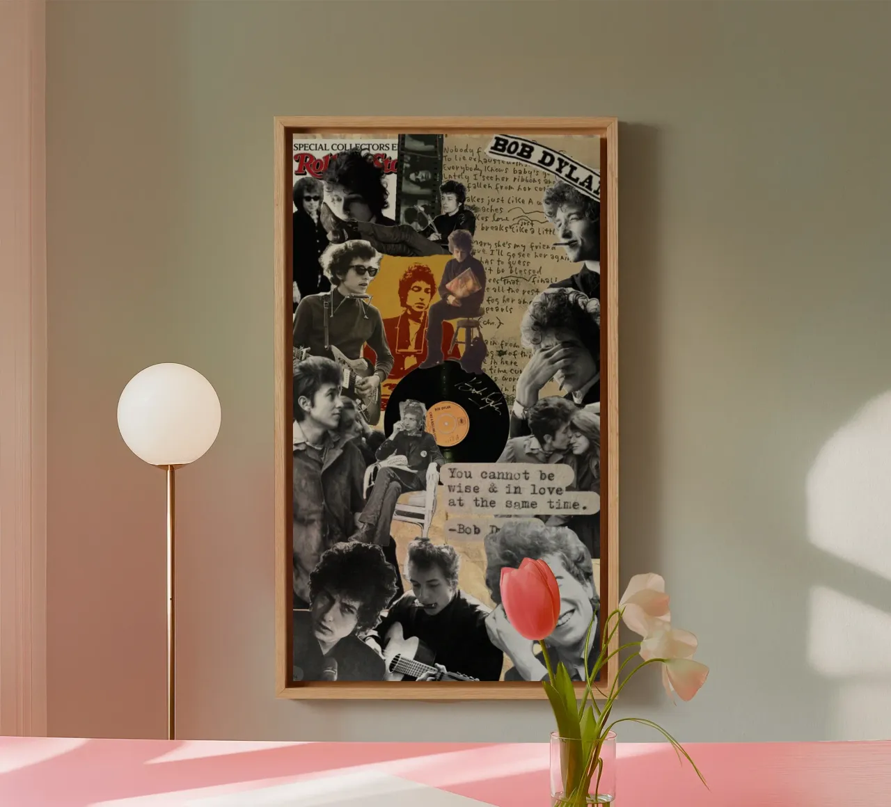 Bob Dylan Elektrische dromen canvas met Baklijst van xerico