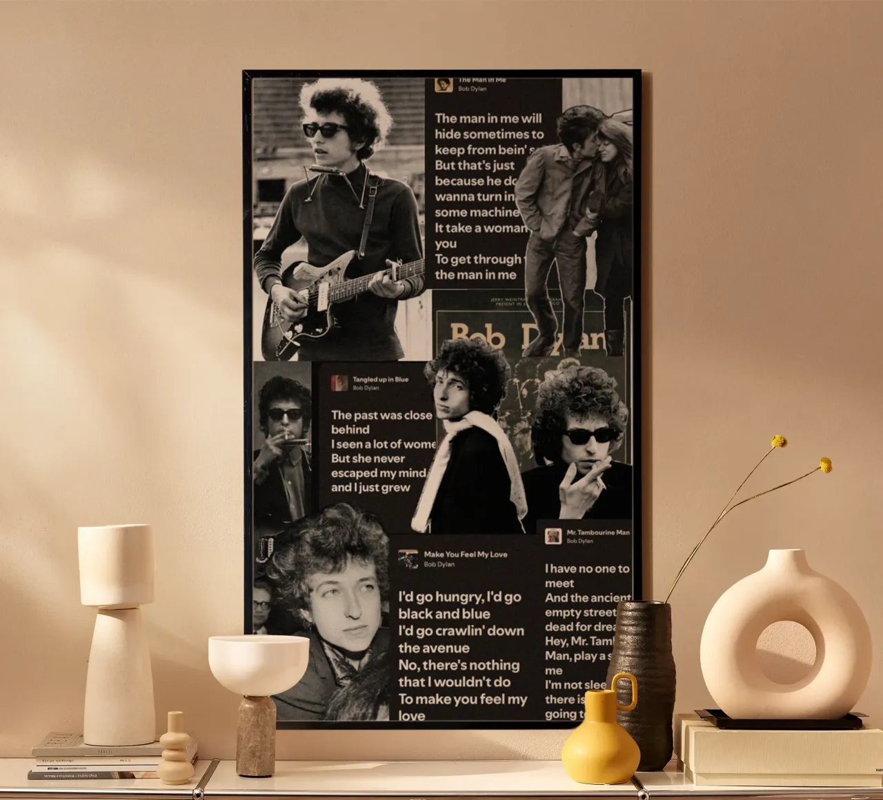 La strada con Dylan poster con telaio in alluminio da xerico