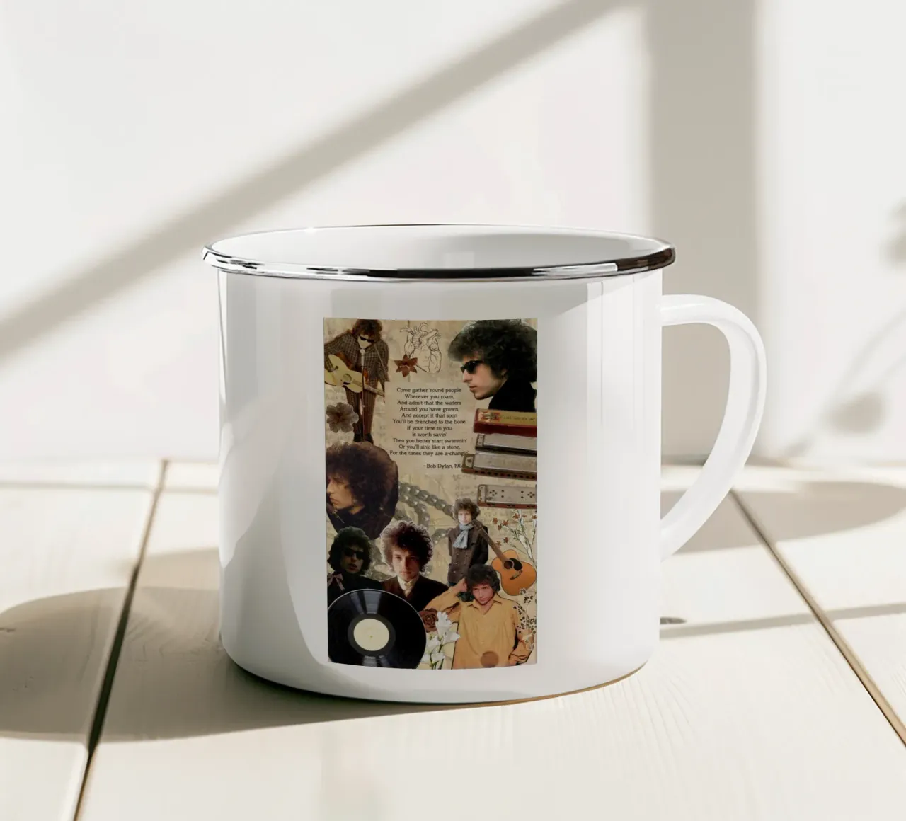 Bob Dylan, brani senza tempo tazza in smalto da xerico