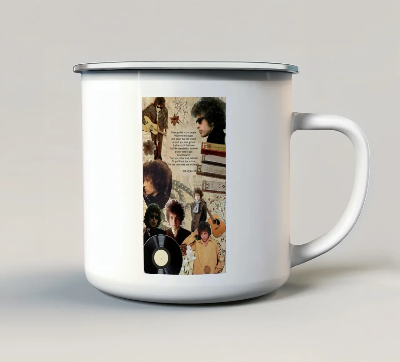 Bob Dylan, brani senza tempo tazza in smalto da xerico
