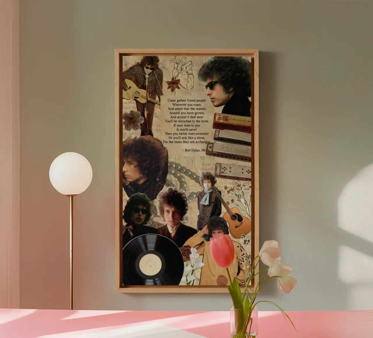 Bob Dylan Timeless Tunes canvas with Floater frame by xerico