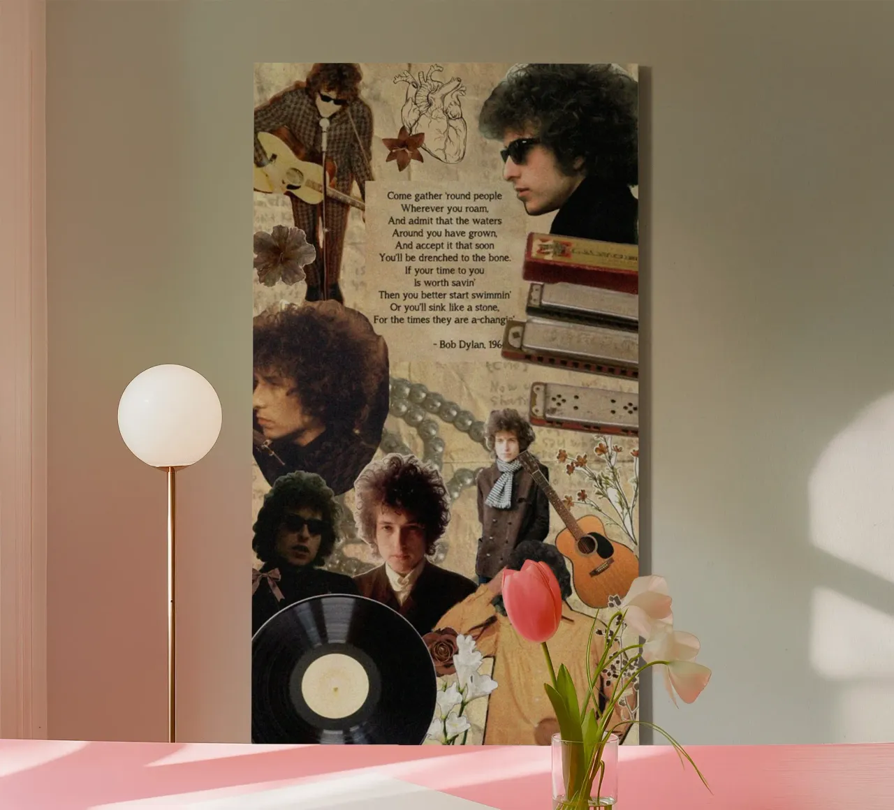 Bob Dylan Timeless Tunes canvas with Floater frame by xerico