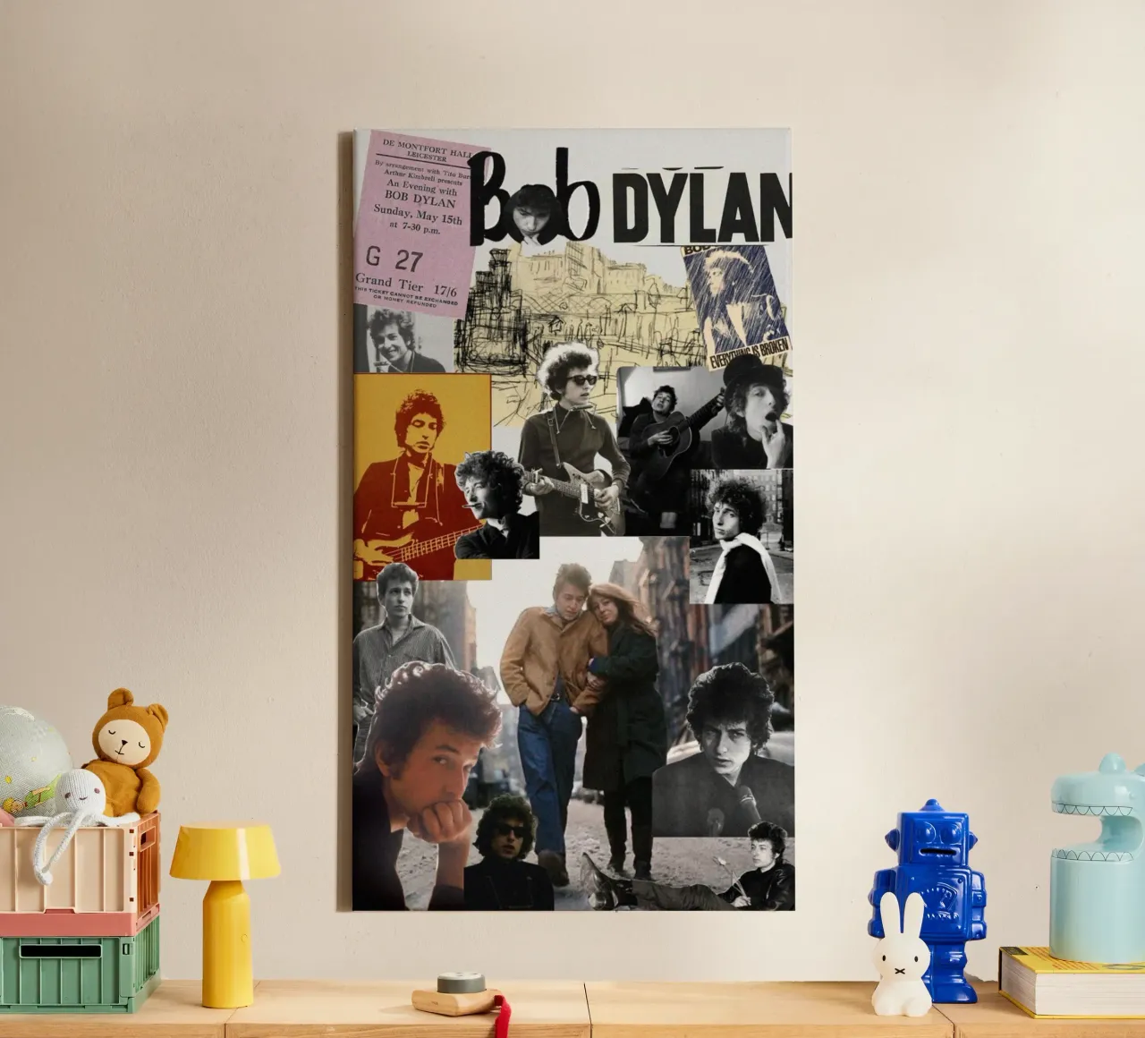 Bob Dylan dal vivo in concerto tela con Cornice a cassetta da xerico