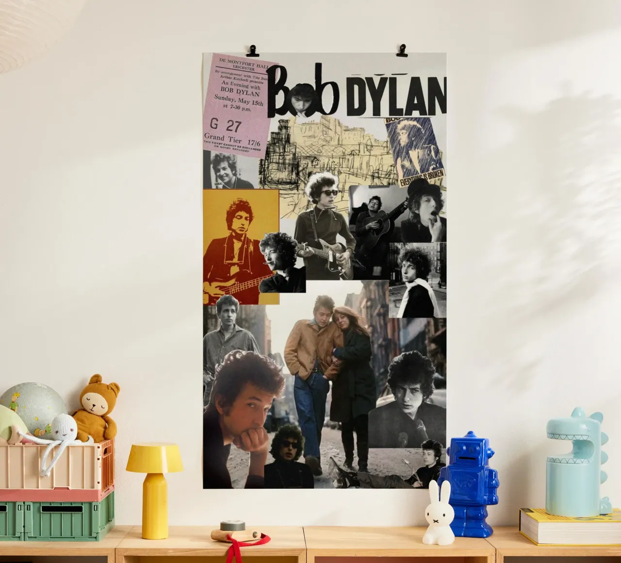 Bob Dylan dal vivo in concerto poster con telaio in alluminio da xerico