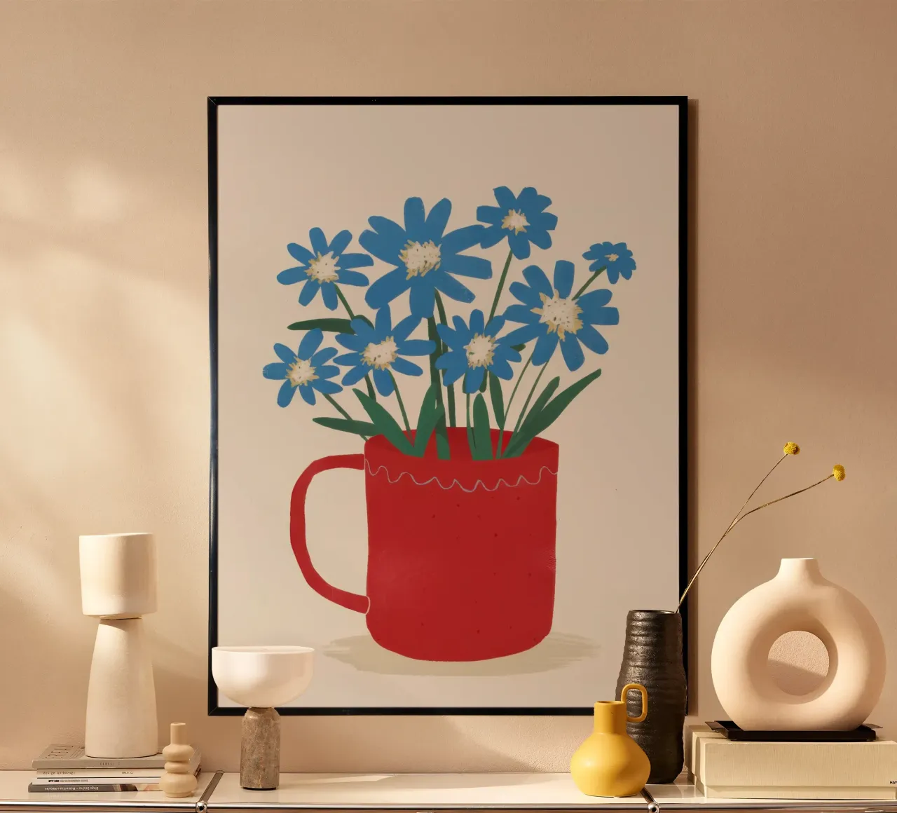 Abbraccio di fiori cerulei poster con telaio in alluminio da Autumn Season