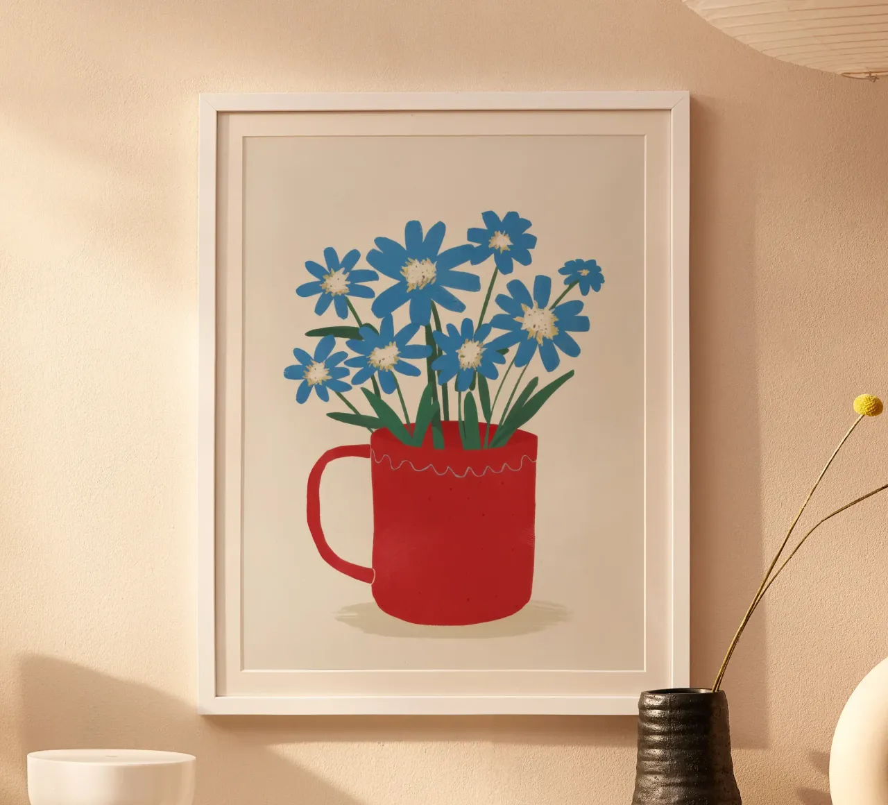 Abbraccio di fiori cerulei poster con telaio in alluminio da Autumn Season