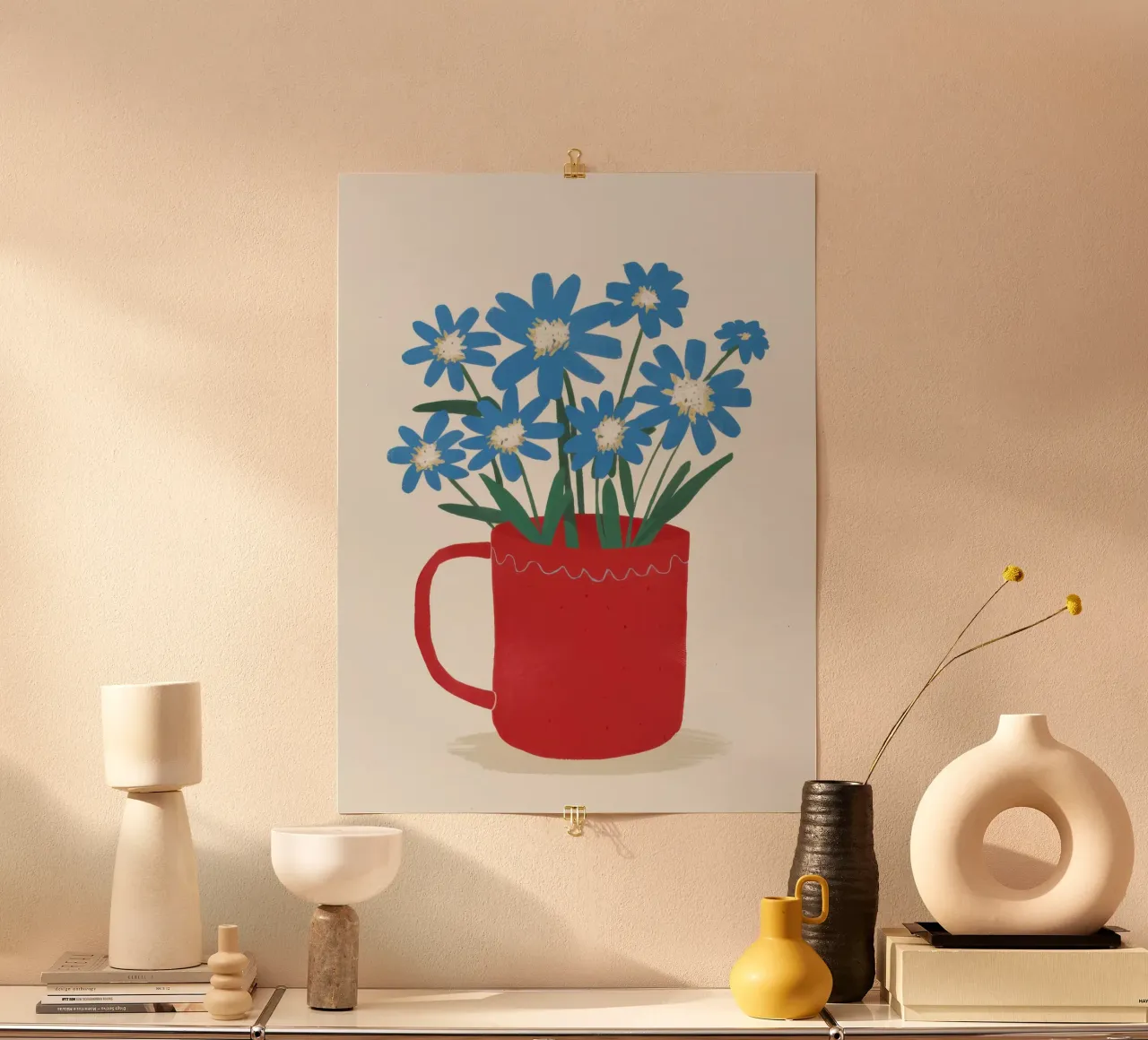 Abbraccio di fiori cerulei poster con telaio in alluminio da Autumn Season