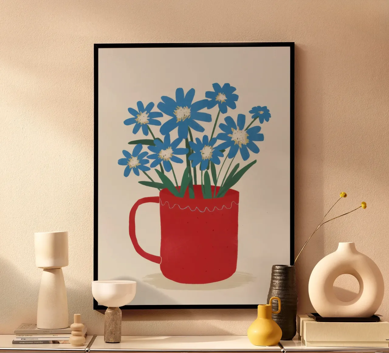 Abbraccio di fiori cerulei poster con telaio in alluminio da Autumn Season