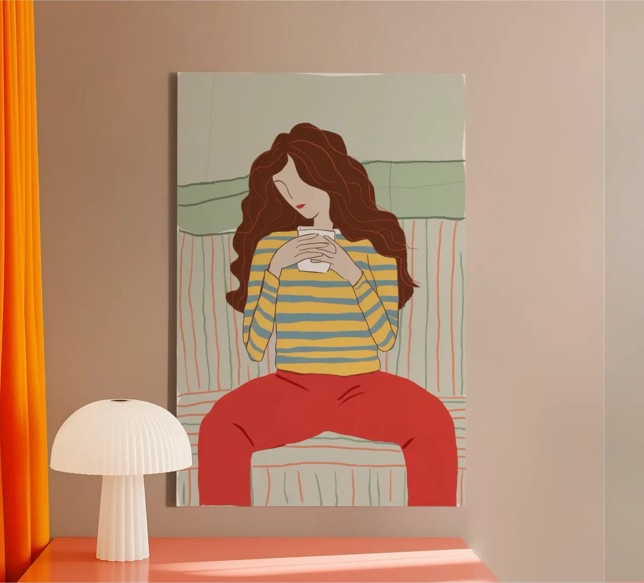 Pigiama a righe Serenity tela con Cornice a cassetta da Autumn Season