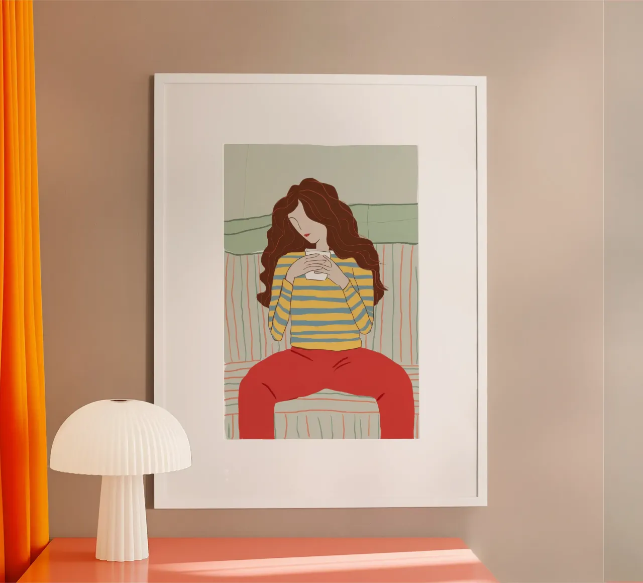 Pigiama a righe Serenity poster con telaio in alluminio da Autumn Season