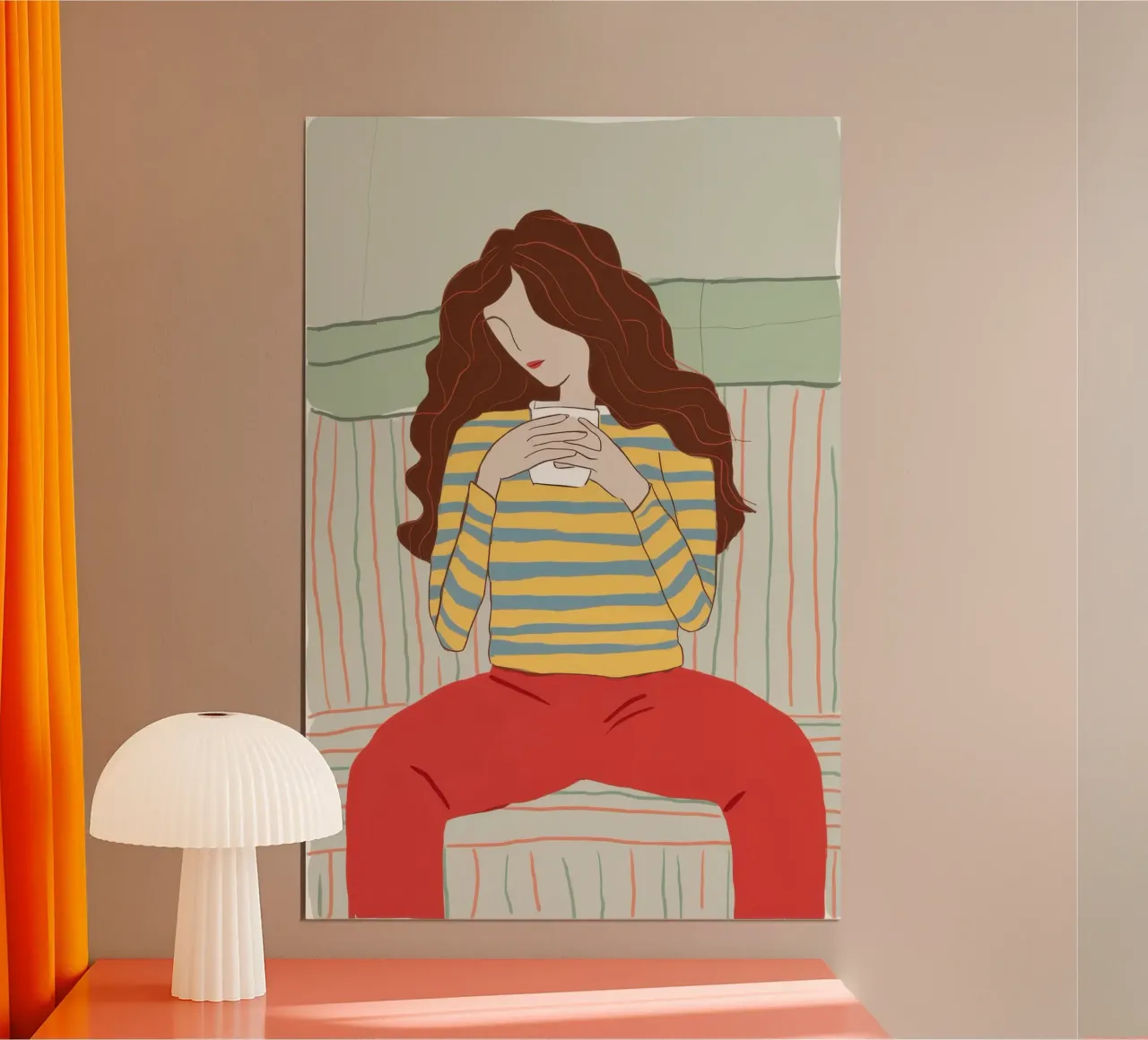 Pigiama a righe Serenity poster con telaio in alluminio da Autumn Season