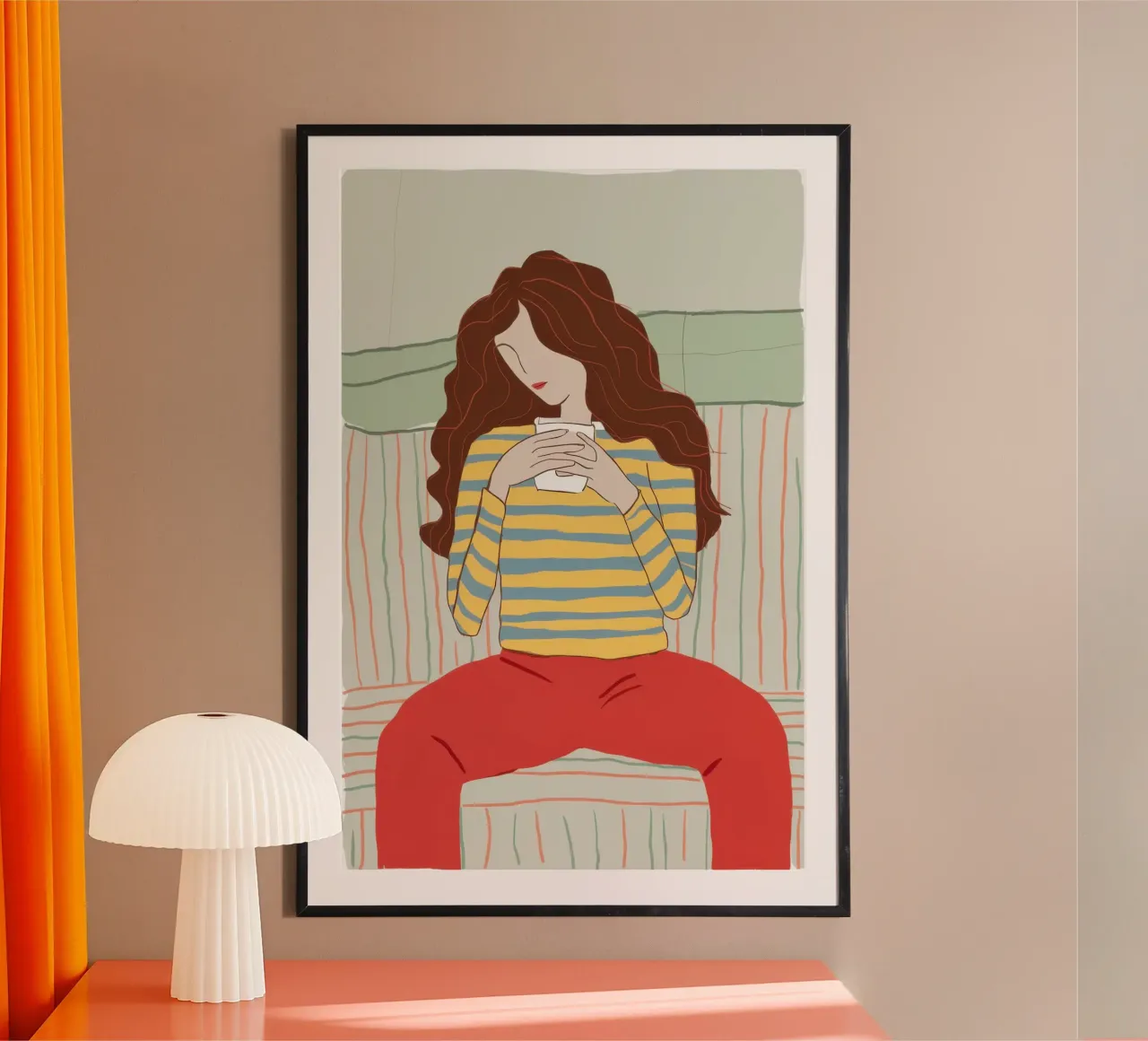Pigiama a righe Serenity poster con telaio in alluminio da Autumn Season