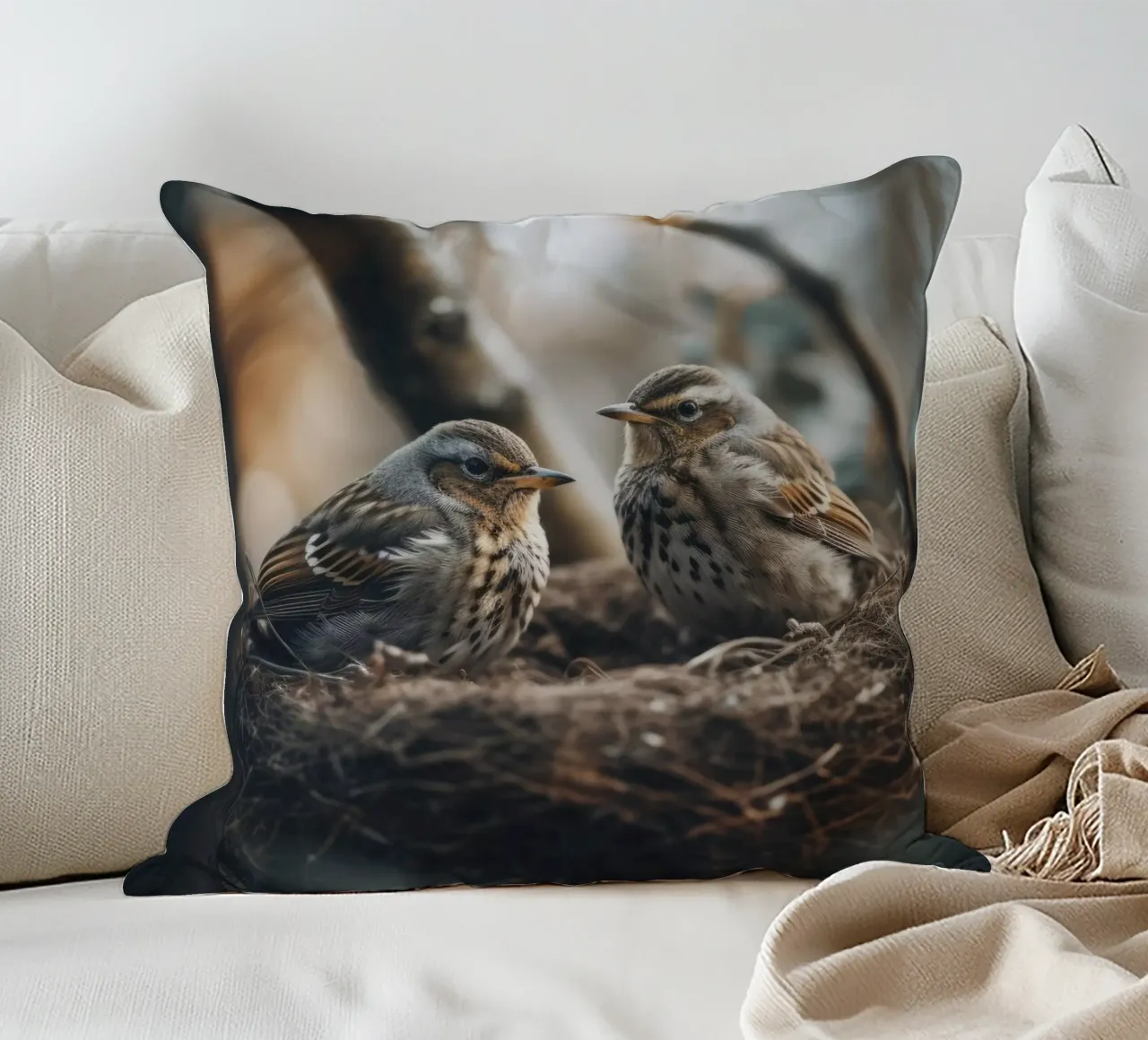 Two In The Nest cuscino da treechild